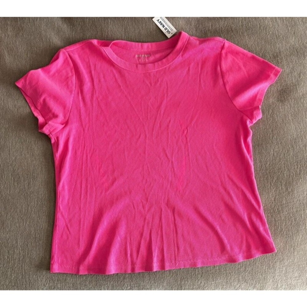 Old Navy Bright Neon Pink Snug Ribbed T Shirt Size XL New